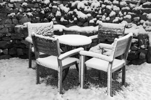 snowy patio